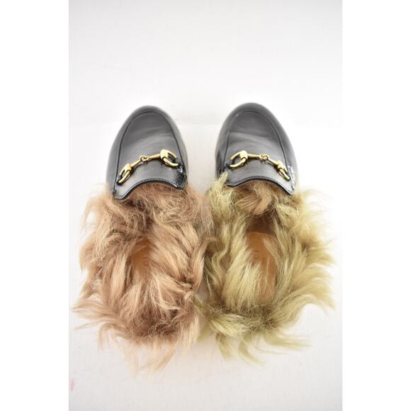 Gucci Princetown Black Patent Leather Fur Loafer Slide Slip Mule Slipper Flat 36 - Picture 13 of 14